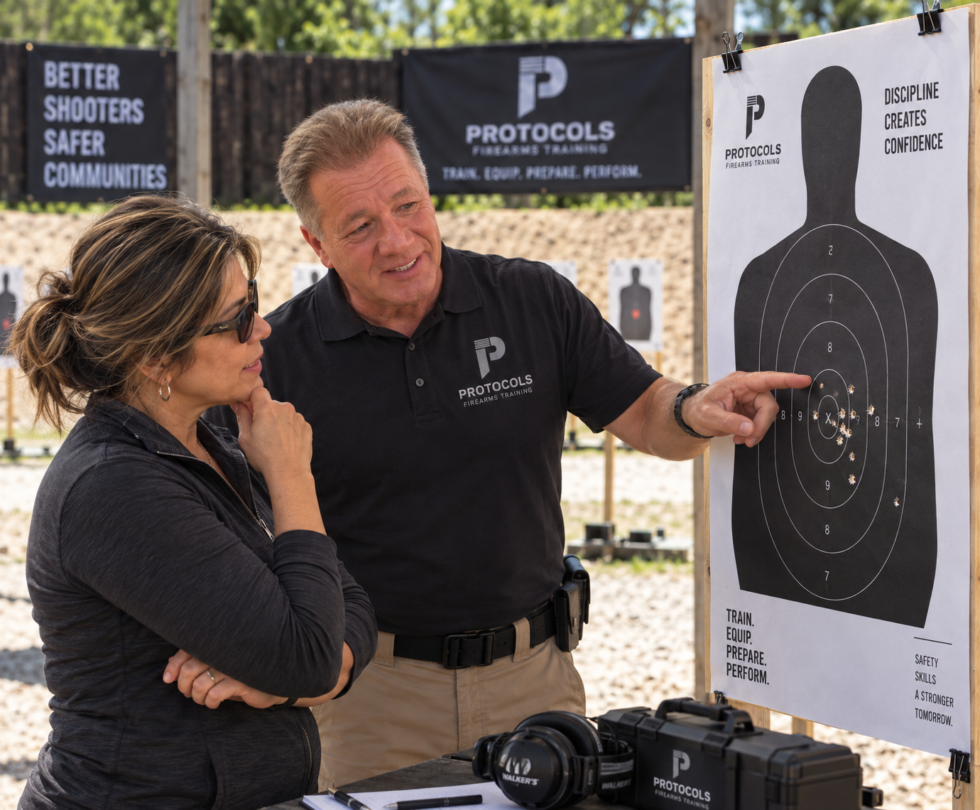 Rick discussing range fundamentals with a student